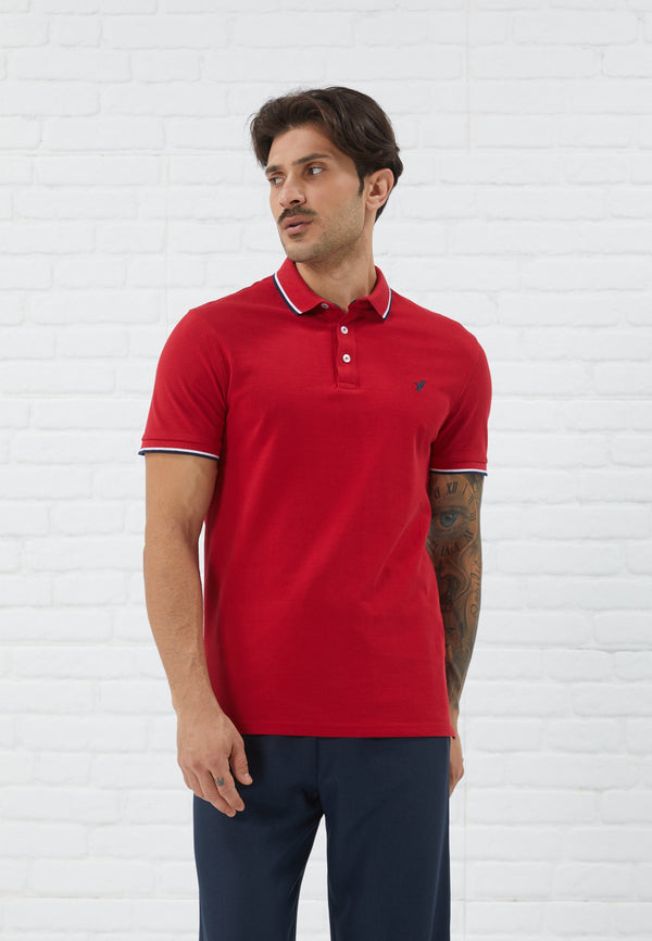 SLIM - Polo - dark red