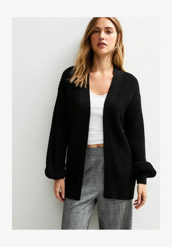 STITCHY KNIT BALLOON SLEEVE - Gilet - black