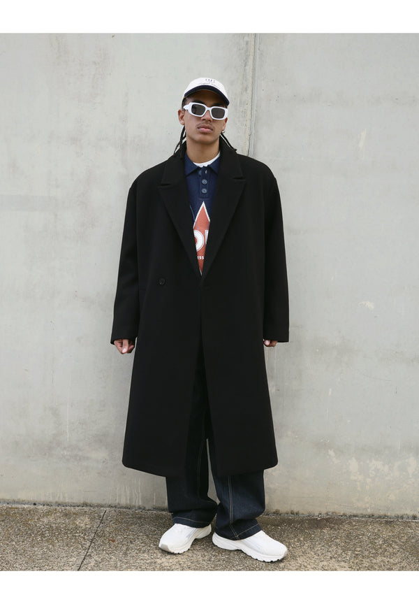 DOUBLE-BREASTED TEXTURE - Manteau classique - black