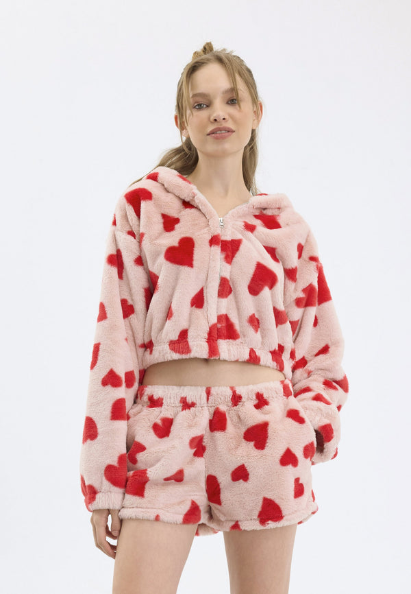 FLUFFY LOUNGEWEAR SET - Pyjama - pink,red