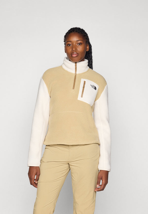 YUMIORI 1/4 ZIP - Sweat polaire - khaki stone/white dune/utility brown