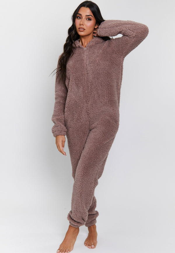 SHERPA TEDDY EARS ALL IN ONE - Pyjama - mink