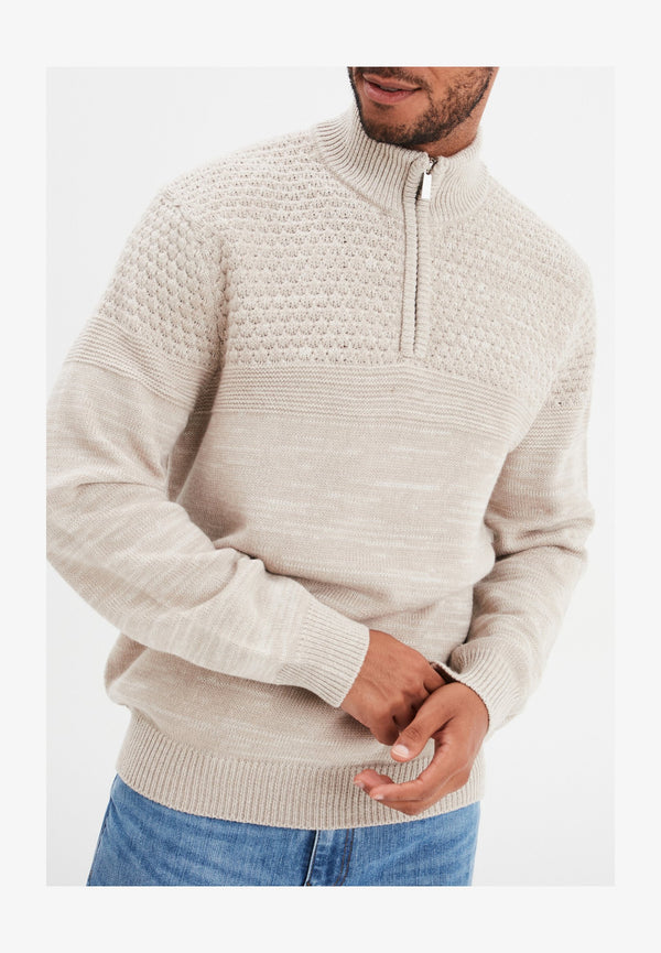 AMERICAN INSPIRATION FASHION COOL TRUCKER-KRAGEN UND REISSVERSCHLUSS - Pullover - gris clair