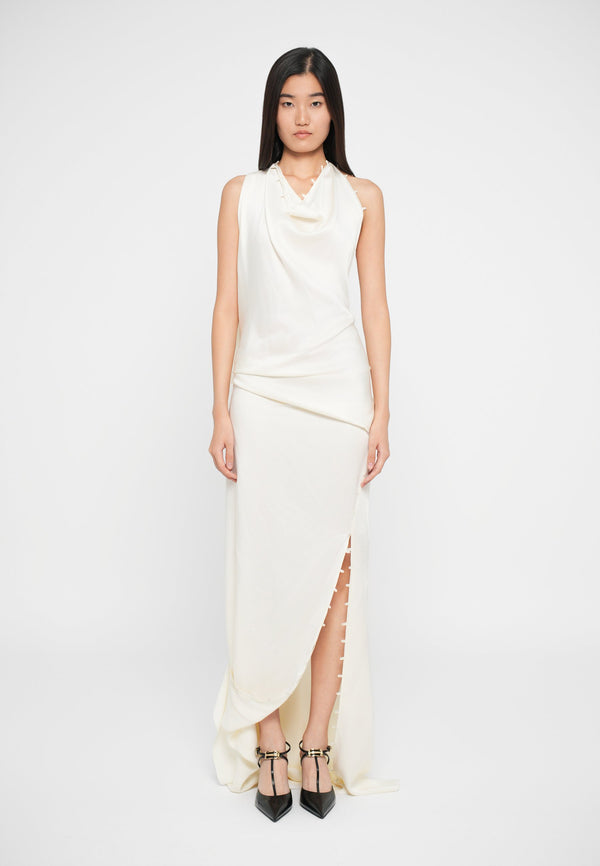 ROULEAUX DETAIL SLEEVELESS GOWN - Robe de cocktail - ivory