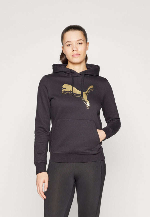HOODIE - Sweat à capuche - black/metallic gold