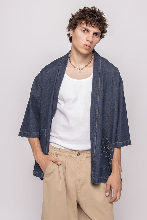 KIMONO UNISEX - Manteau court - denim blue
