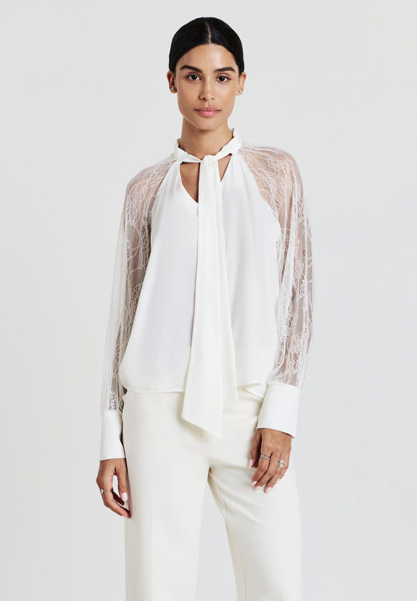 FIOCCO MANICHE - Blouse - bianco lana