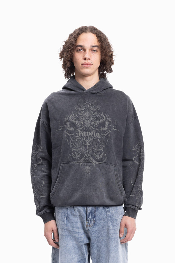 VINTAGE TRIBAL BLACK WASHED - Sweat à capuche - black