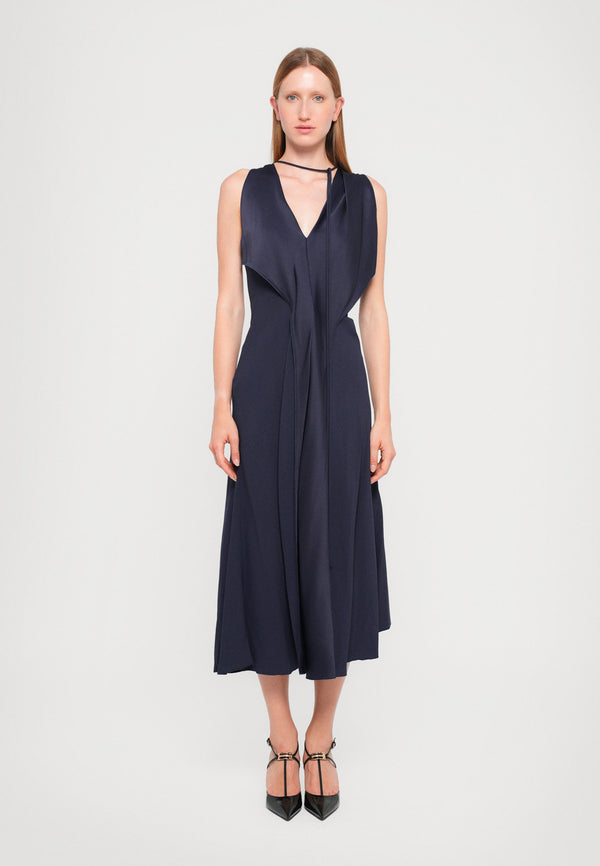 SLEEVELESS DRAPED V NECK MIDI - Robe de soirée - midnight
