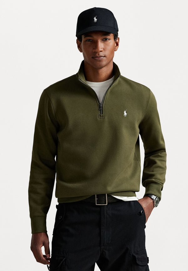 DOUBLE-KNIT QUARTER-ZIP PULLOVER - Sweatshirt - company olive