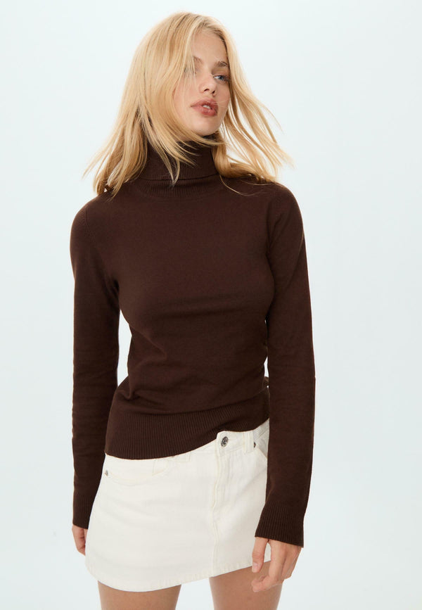 TURTLENECK - Pullover - dark brown