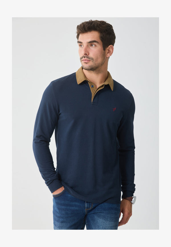 LONG SLEEVED POLO CORD COLLAR - T-shirt à manches longues - sky captain