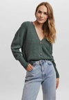 VMLEA V NECK CUFF CARDIGAN - Gilet - balsam green