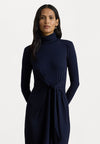 TIE FRONT TURTLENECK DRESS - Robe fourreau - lighthouse navy