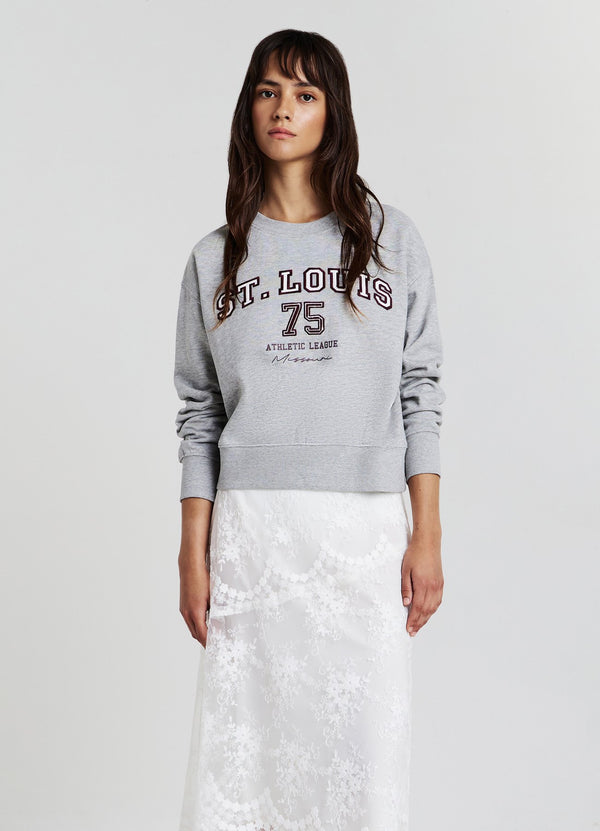 GIROCOLLO CON SCRITTA COLLEGE - Sweatshirt - grigio medio melange