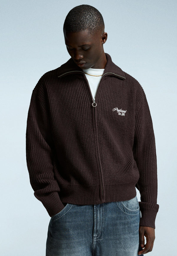 EMBROIDERED TEXTURED - Gilet - dark brown