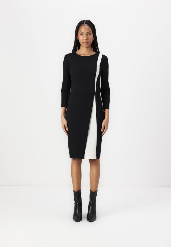 CONTRAST OVERLAY FITTED MINI DRESS - Robe en jersey - black/white