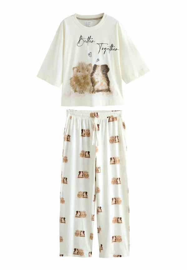 REGULAR FIT - SHORT SLEEVE SET - Pyjama - cream guinea pig