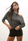 STRIPED ASYMMETRIC - Blouse - dark grey
