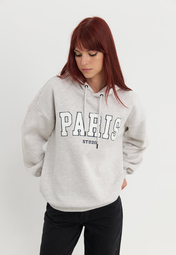 Sweat à capuche - mottled light grey