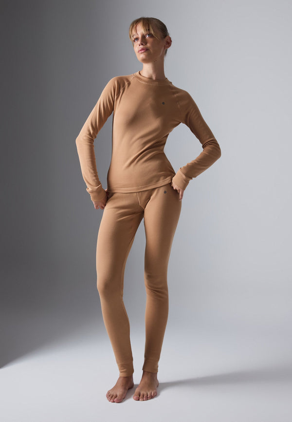 2 PIECE LONG SLEEVE TOP AND LEGGINGS SET - Caraco - light brown
