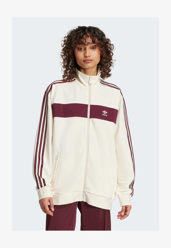 BLOCKED - Sweat zippé - cream white maroon