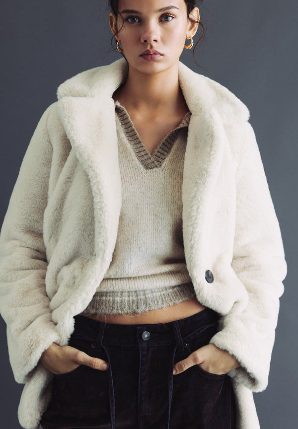 WITH LAPEL COLLAR - Manteau d'hiver - white