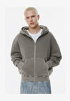 WASHED BOXY HOODIE - Sweat zippé - grey