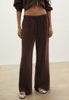 SOFT-TOUCH WIDE LEG WITH SEAM DETAIL - Pantalon de survêtement - dark brown