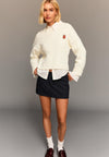 EMBROIDERED CABLE-KNIT - Pullover - beige