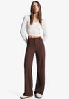 WIDE-LEG TAILORED - Pantalon classique - dark brown