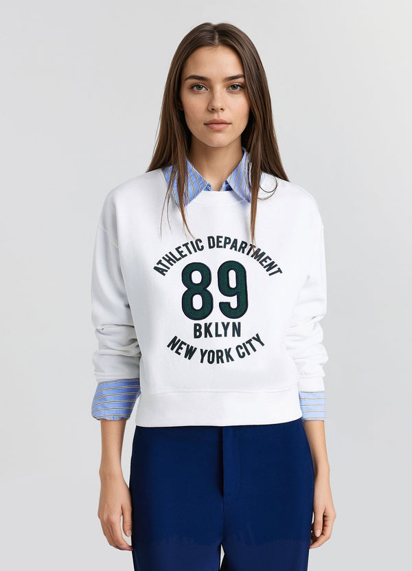 GIROCOLLO CON SCRITTA COLLEGE - Sweatshirt - bianco lana