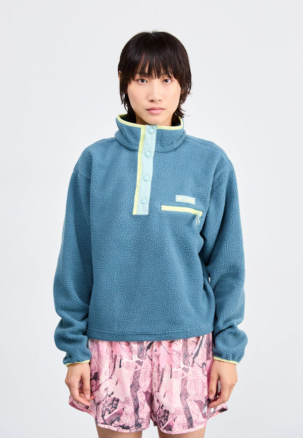 HELVETIA™ II CROPPED HALF SNAP - Sweat polaire - everblue/crushed blue/citron haze