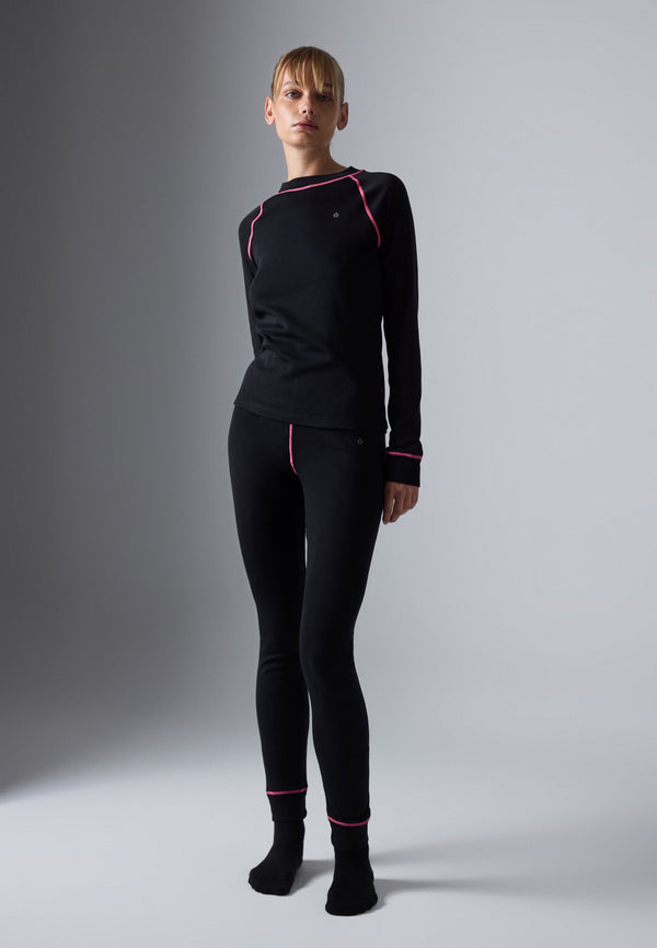 2 PIECE LONG SLEEVE TOP AND LEGGINGS SET - Caraco - black/pink