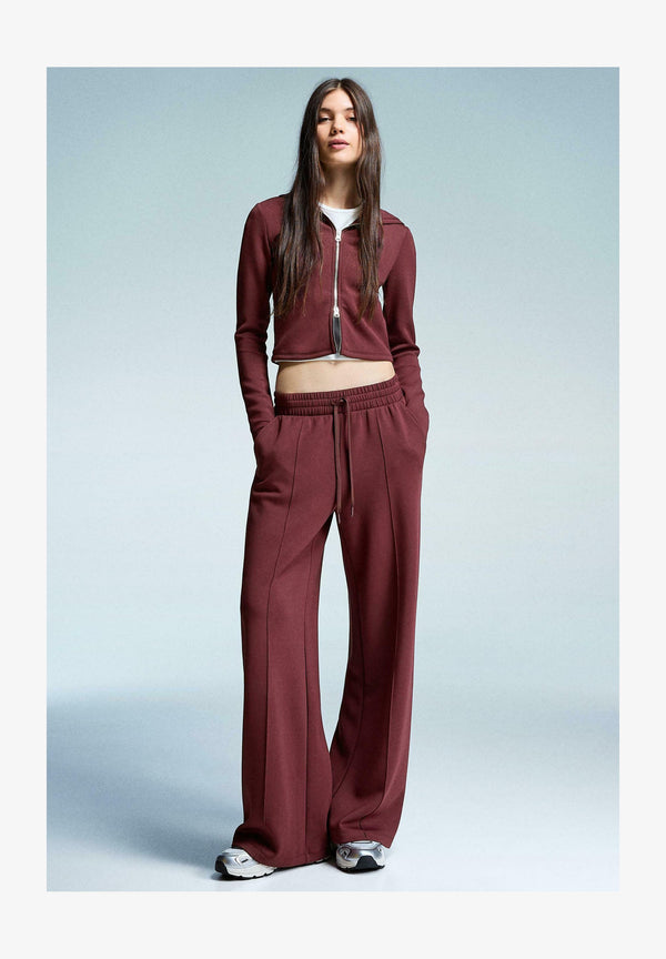 WIDE-LEG - Pantalon de survêtement - dark red