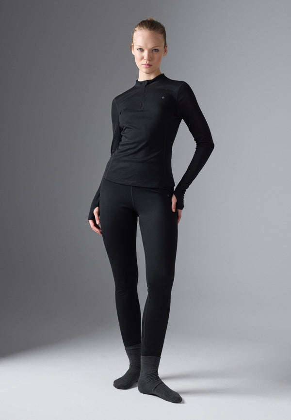 2 PIECE LONG SLEEVE WITH 1/4 ZIP TOP AND LEGGINGS SET - Caraco - black