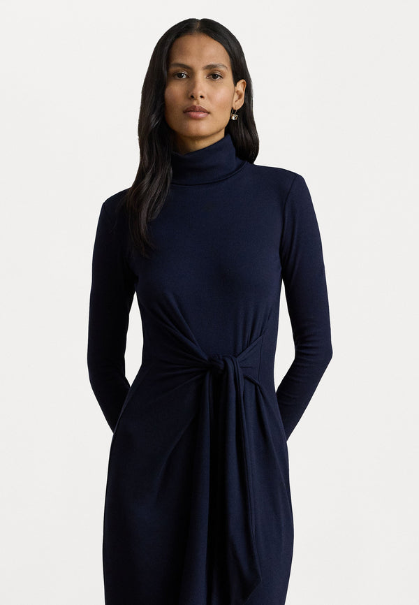 TIE FRONT TURTLENECK DRESS - Robe fourreau - lighthouse navy
