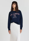 GIROCOLLO CON SCRITTA COLLEGE - Sweatshirt - blu notte
