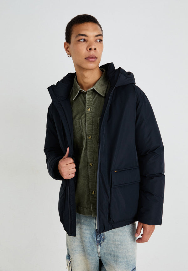 HOODED SHORT PUFFER - Veste d'hiver - black