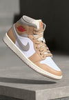 AIR JORDAN 1 MID - Baskets montantes - hemp/fire red/white/college grey/sail