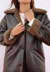 OVERSIZE DOUBLE-FACED WITH BUTTONS - Manteau court - dark brown