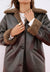 OVERSIZE DOUBLE-FACED WITH BUTTONS - Manteau court - dark brown