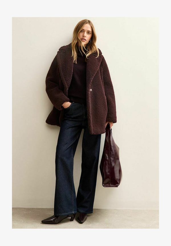 COLLARED LONG SLEEVE BORG - Manteau d'hiver - burgundy