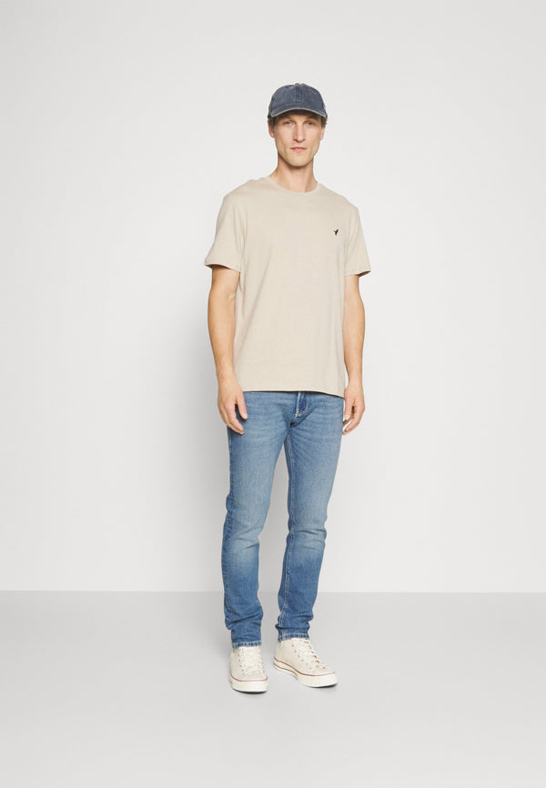 3 PACK - T-shirt basique - dark blue/beige/dark brown